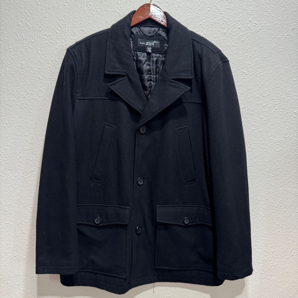 Black Rivet Mens XXL Wool Blend Quilted Lining Field Jacket Coat Black RN54163
